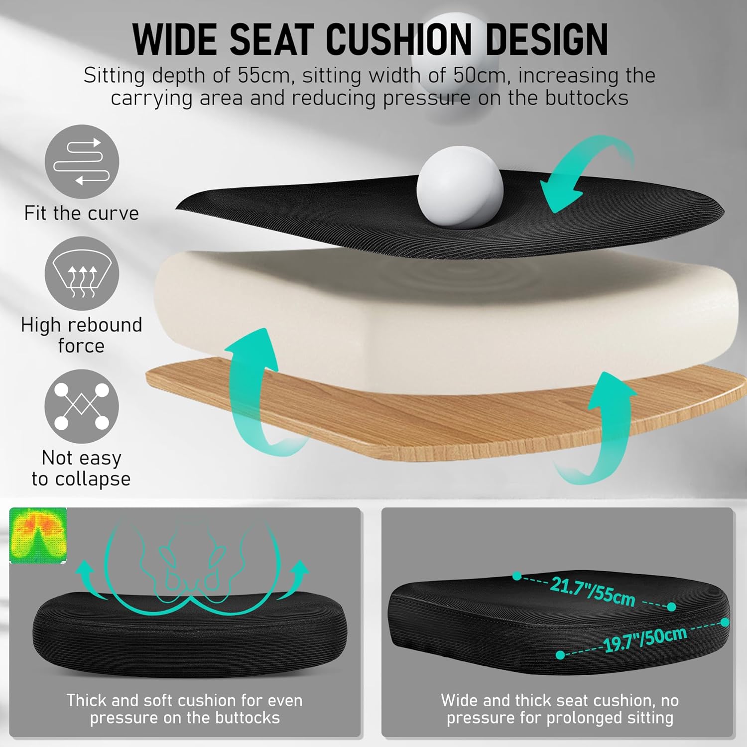 High Back Ergonomic Office Chair, Breathable Mesh Desk Chair with Lumbar Support, Adjustable Headrest, Flip-up Armrests, Computer Gaming Chair - Image 7