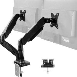 VIVO Dual Monitor up to 32 inches and 19.8 lbs per Screen, Pneumatic Arm Desk Mount, Articulating Counterbalance, VESA Stand, Classic, STAND-V002O
